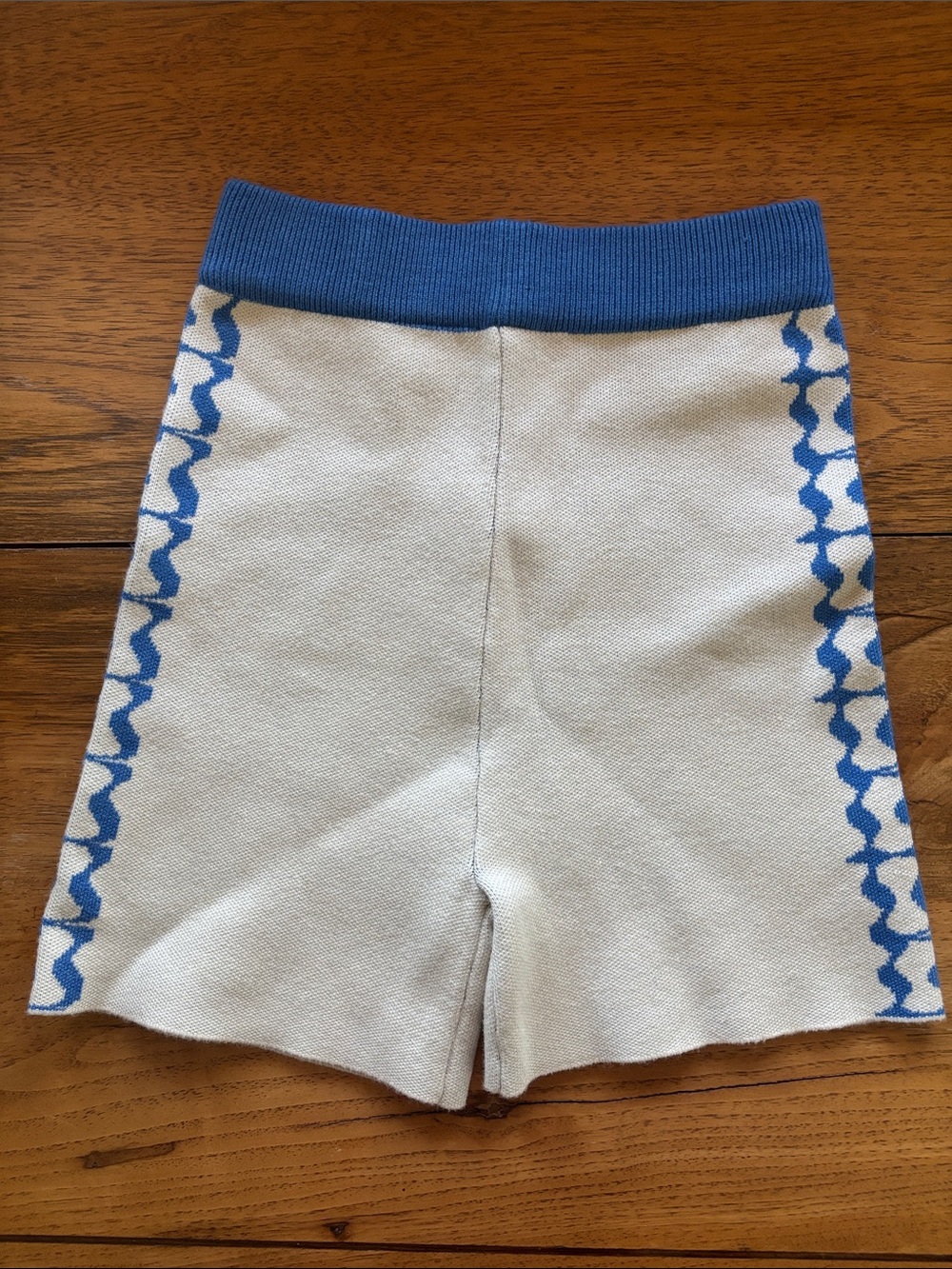 BY BILLIE High-Waist Cream Knit Shorts with Blue Trim
